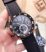 Copy Cartier Calibre De Diver Rose Gold Black Face Watches_th.jpg